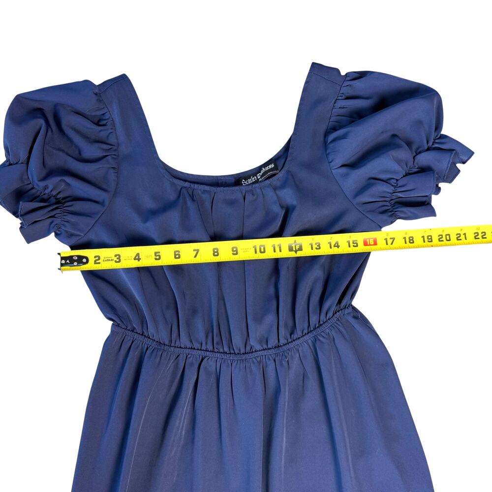 Scarlet Darkness Renaissance Regency Maxi Dress Empire Waist Puff Blue Sleeve S - Picture 11 of 14